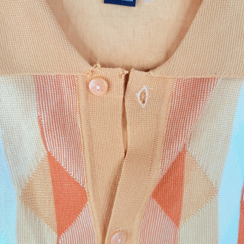 G B Collection Men's polo collar button-up placket Linen/acrylic SZ-XL VTG NWI - Picture 2 of 16